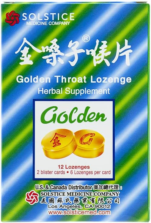 Golden Throat Lozenge Cough Drops (Jinsangzi Houpian) 12 gotas (2g) X 8 Pack