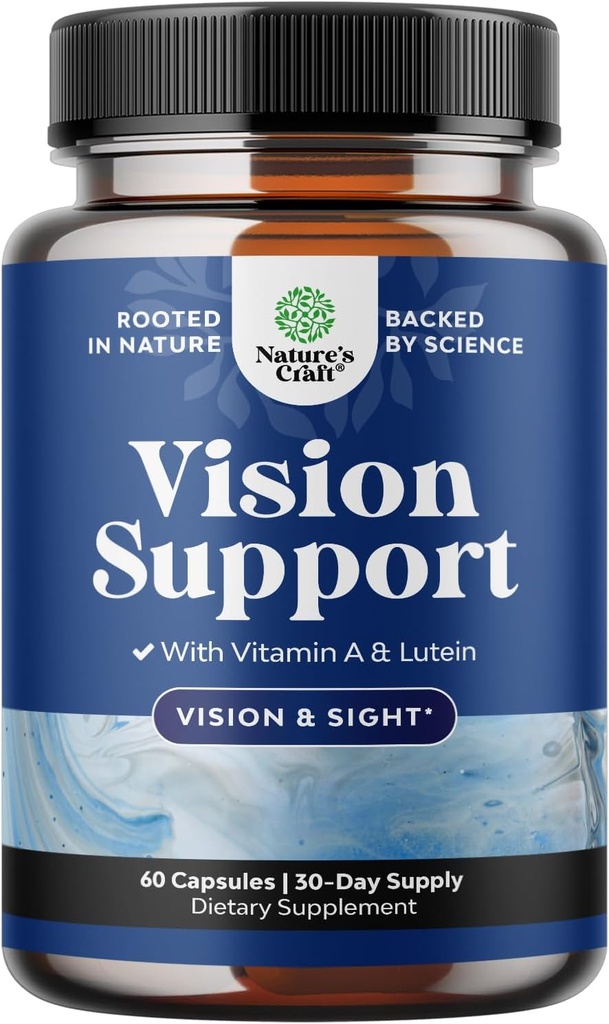 Suplemento completo de salud ocular para adultos - Lutein 20mg Por Serving Eye Vitamins for Vision Dry Eyes Pressure and Blue Light Protection - Suplemento Adultos con Beta Carotene Eyes