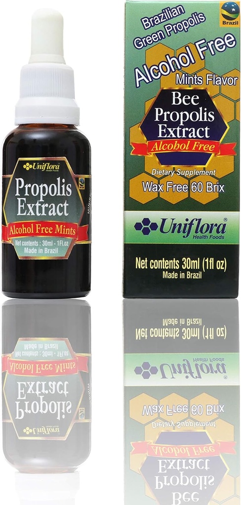 Uniflora Brasileño Green Bee Propolis – 60 Brix – Extract líquido libre de alcohol – Mint Flavor – 30ml