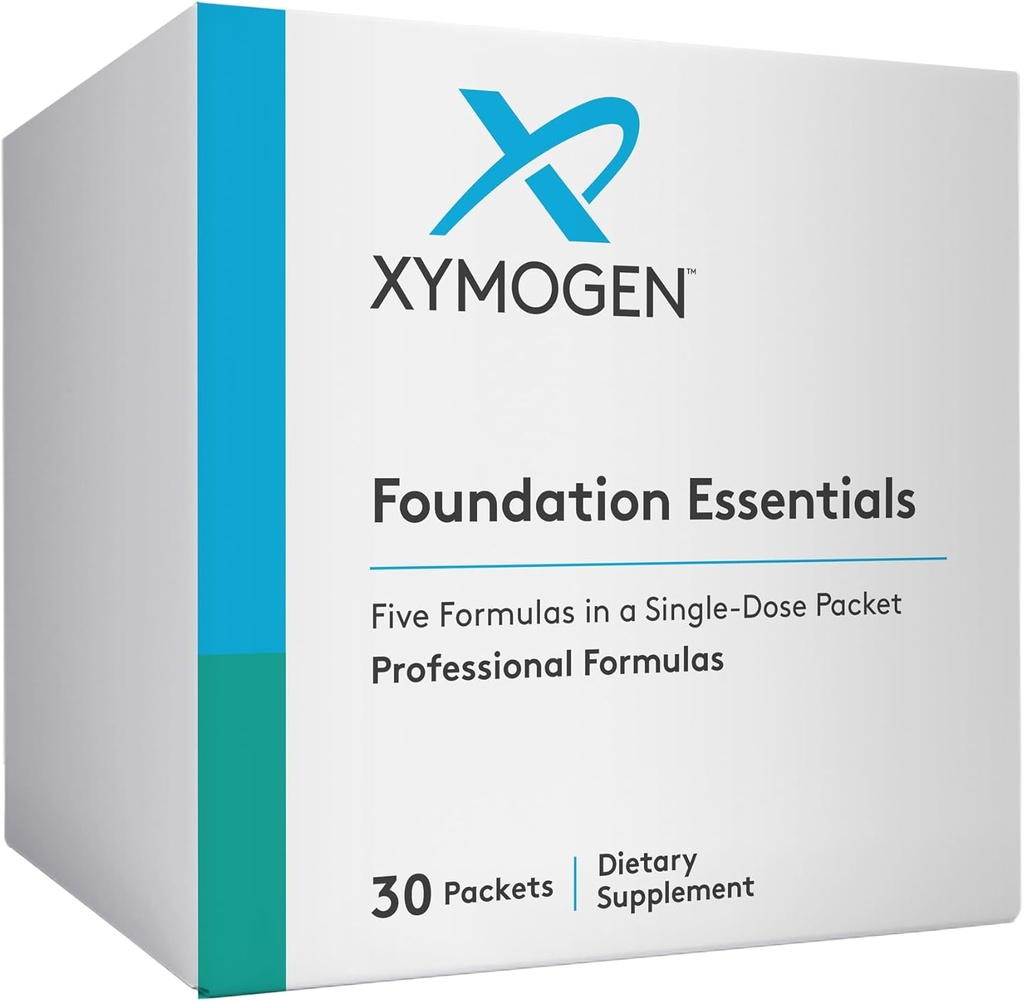 Fundacion XYMOGEN Esenciales - 5-Product Packets with ProbioMax Probiotic, ActivNutrients Multivitamin Sin Hierro, Omega MonoPure 650 Fish Oil, OptiMag Magnesium + Vitamin D3 2000 (30 Packets)
