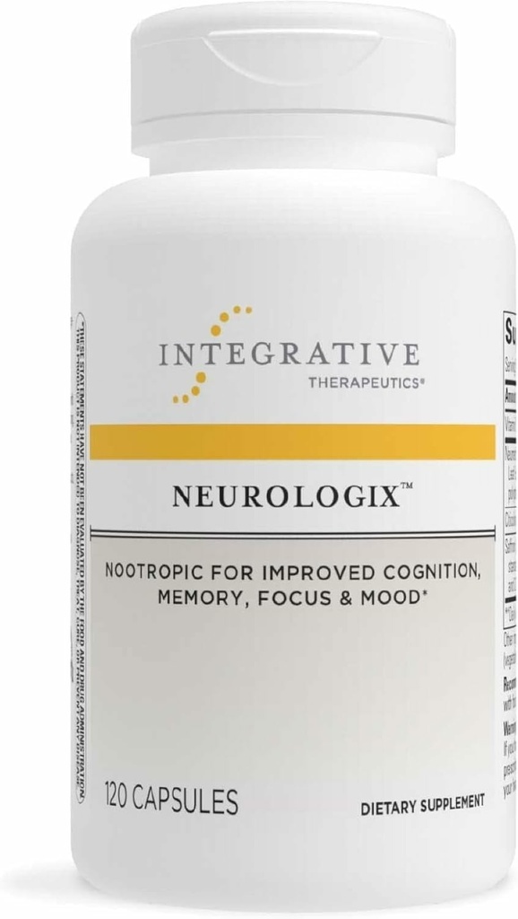 Terapéutica Integrativa Neurologix - Suplemento de Salud del Cerebro* - Suplemento Nootrópico No estimulante para Focus* - Soporte de memoria* - Vegan, sin gluten &amp; sin lácteos - 120 cápsulas (60 piezas)