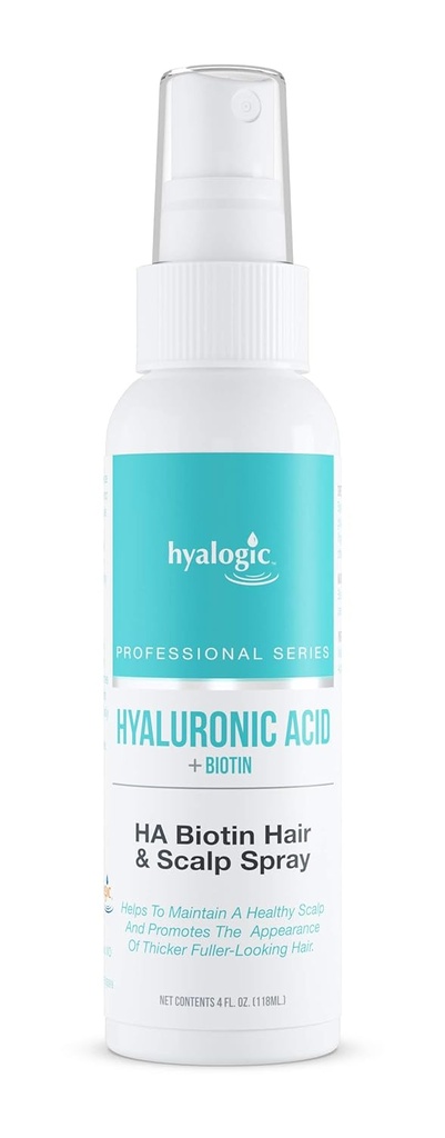 Hialogic Biotin Hair Growth Spray with Hyaluronic Acid - Professional Hair Product for Thinning Hair - Healthy Scalp Hydration, Non-Greasy, Volumizing Hair Product (4 Fl oz)