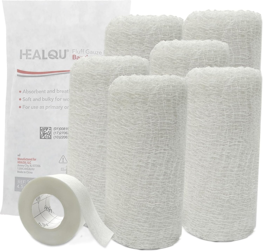 Kerlix Gauze Bandage Rolls - 4 1/2 in x 4.1 Yds, 6 Ply - 6 Single Sterile Pocuhes- Extra Absorbency - Latex Free, Hospital Grade Cotton Fluff Bandage Wrap Krinkle Style - for Wound Care & First Aid