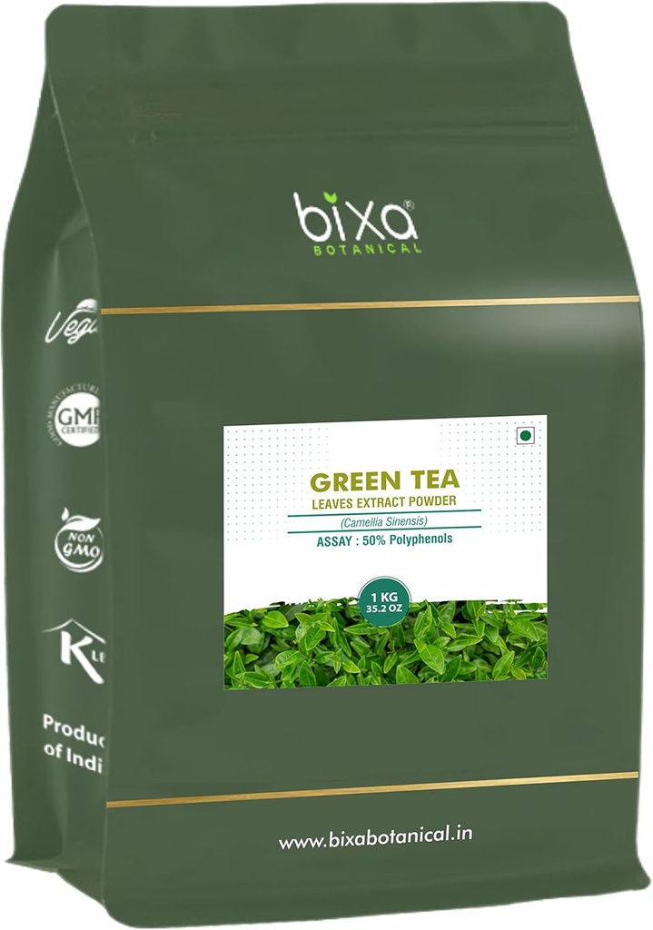 bixa BOTANICAL Ayurvedic Natural Herbal Supplement Green Tea 100% Pure Authentic Premium Quality (Camellia sinensis) Dry Extract - 50% Polyphenols by UV | -1Kg (35.2 Oz) Pack