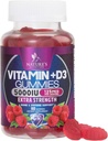 Vitamina D3 Suplemento Gummy 5000 UI (125 mcg) Vitaminas dietéticas D para hombres &amp; mujeres - Hueso, dientes, musculoso y apoyo a la salud inmunitaria, alta potencia VIT D3 La naturaleza no GMO &amp; Gluten Gratis - 60 Gummies