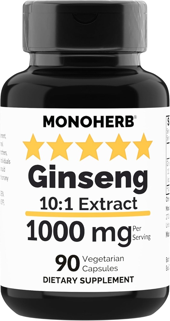 MONOHERB Ginseng Extracto 1000 mg - 90 cápsulas vegetarianas