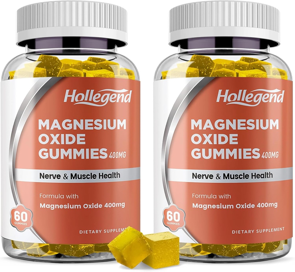 Magnesium Oxide 400mg Gummies, Magnesium Oxide Chewable Supplement for Muscle, Nerve & Heart Health, Vegan, Pinapple Flavor, 120 Conde