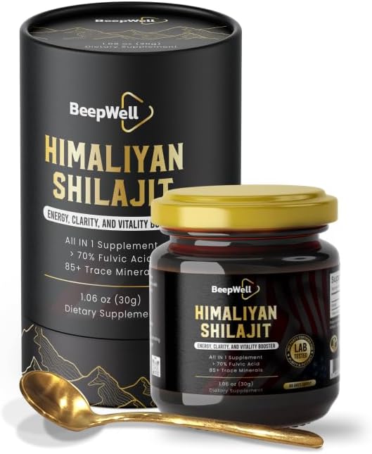Genérico BeepWell Shilajit Resin – Puro Himalayan Shilajit Natural Resin Hombre Mujeres Chilajil 70% Ácido Fulvic 85+ Trace Minerals 60 Servings 1.06 oz