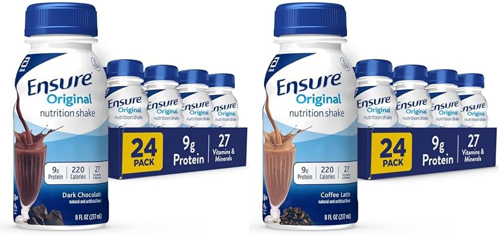 Asegurar el original Chocolate oscuro y café Latte Nutrición Shake Bundle  durable Meal Replacement ← 24 Packs Cada uno