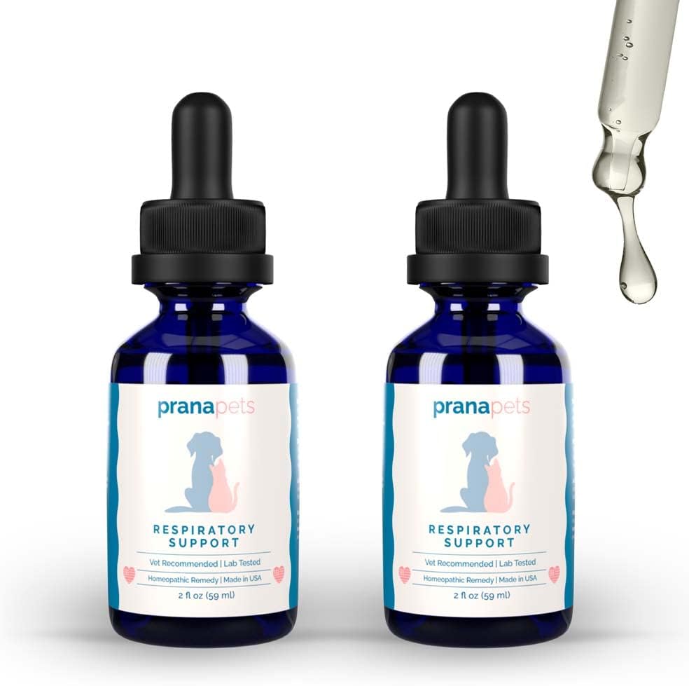 PranaPets Respiratory Support Suplemento para perros &amp; gatos ← Naturalmente promueve la función respiratoria óptima en animales domésticos ← Ayudas seguras con síntomas de alergias estacionales