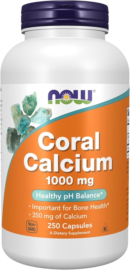 AHORA Suplementos de Alimentos, Calcio de Coral 1000 mg, Salud de Hueso*, Saldo de pH saludable*, 250 cápsulas de Veg