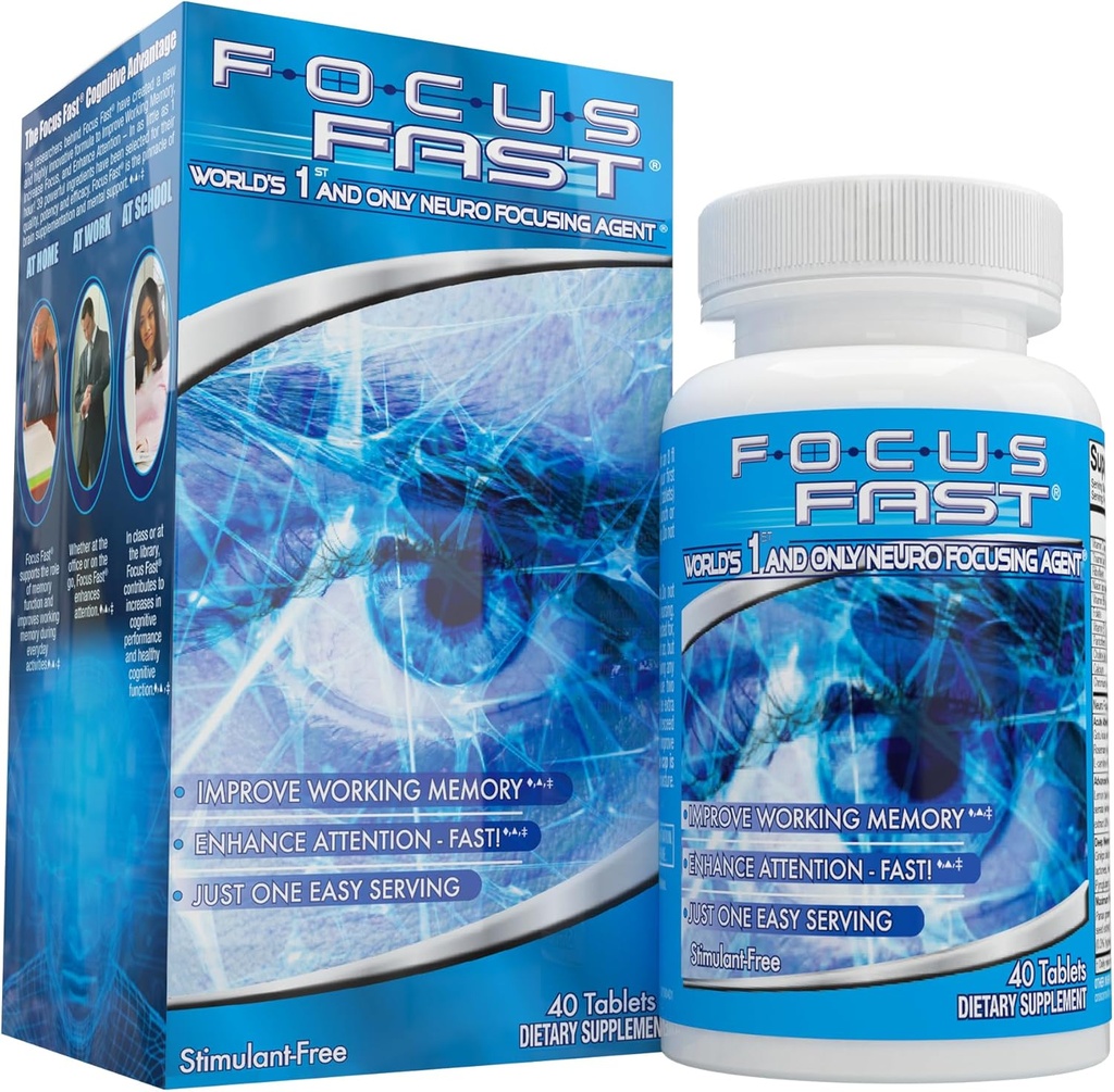 Focus Fast Brain Supplement - Mejorar la memoria de trabajo, mejorar el enfoque, aumentar la cognición en tan poco como 1 hora. Caffeine/Stimulant Free Nootropic