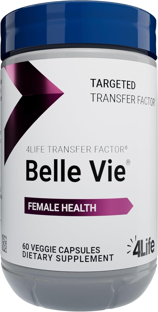 Factor de transferencia de 4Life Belle Vie - Apoya la salud reproductiva de las mujeres con Phytoestrogen Blend de Kudzu, Flax y Clover Rojo - 60 cápsulas de verduras