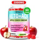 Manzana Vinagre Gummies, Fast Ripped Keto ACV Gummies, Max Strength 2000mg, Formulado con té verde, B6 &amp; B12, Probióticos, ACV para metabolismo, Digestión, Detox & Cleanse, 60 Condes