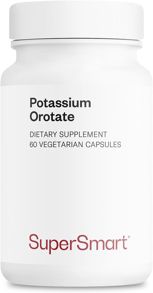 SuperSmart Potassium Orotate Suplemento 450mg por día (ausorción mejorada) - Potasio con Ácido Orotico Silencioso No GMO &amp; Gluten Libre - 60 cápsulas vegetarianas