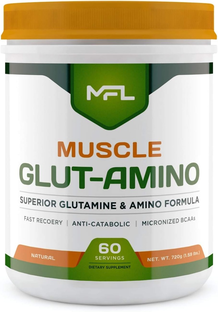 MFL Muscle Glut-Amino | Glutamine Complex | Amino Complex | 0 Sugar | Sweetened with Stevia | All-Natural | 60 Servings (Natural)