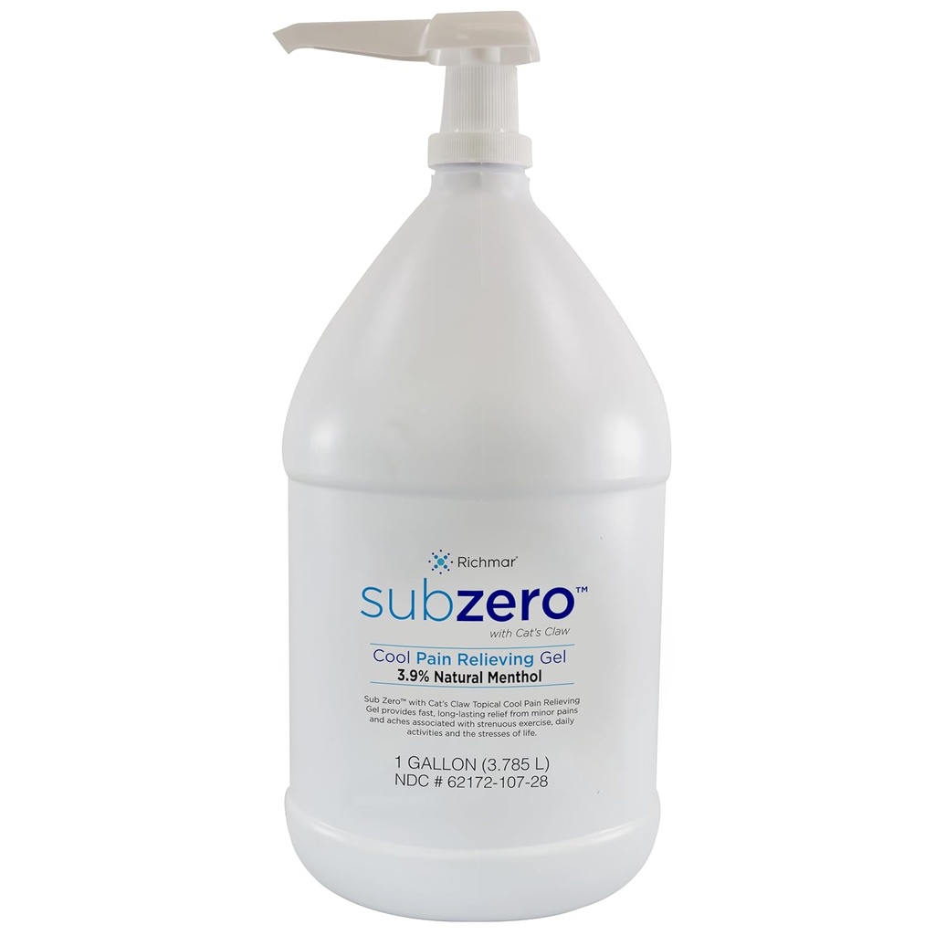 Sub Zero Cooling Doin Relief Gel, 1-Gallon Bottle with Pump - Joint Relief and Nerve Doin Relief Cream for Muscle Deep Pain Relief and Arthritis Relief
