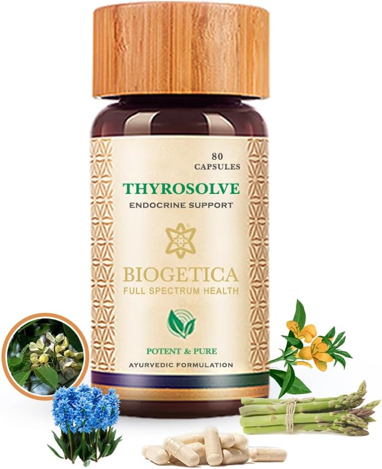 Suplemento de soporte de tiroides - Soporte natural de tiroides - Vegetariano " No GMO - 100% Vegan Ayurveda Suplemento - 80 cápsulas