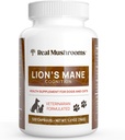 Mushrooms reales El suplemento de hongos de león Mane Pet Mushroom – Capsules de bienestar de mascotas – para Cat &amp; Dog Suplemento &amp; Vitaminas – Apoyo Rutinas mentales – Orgánico, Vegan, No GMO, 120 Cuenta