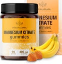 HerBAMAMA Calma Magnesium Gummies - 400mg Magnesium Citrate for Relaxation Support - Vegan, non-GMO Suplemento de calma para adultos - 90 Pectin-Based Banana-Flavored Chews