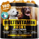 20-in-1 Suplementos multivitamínicos para perros - Inmunidad, Digestión, Junta y Corazón de Salud - Vitaminas para perros naturales con Biotina, Msm, Cranberry, Glucosamina para perros - 180 Chews