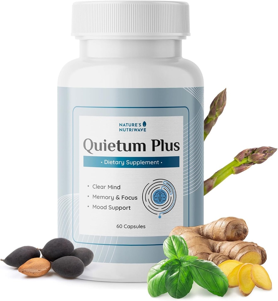 Quietum Plus – Fórmula de base vegetal con extractos herbarios – No GMO, certificado GMP – 60 cápsulas, 1 mes de suministro