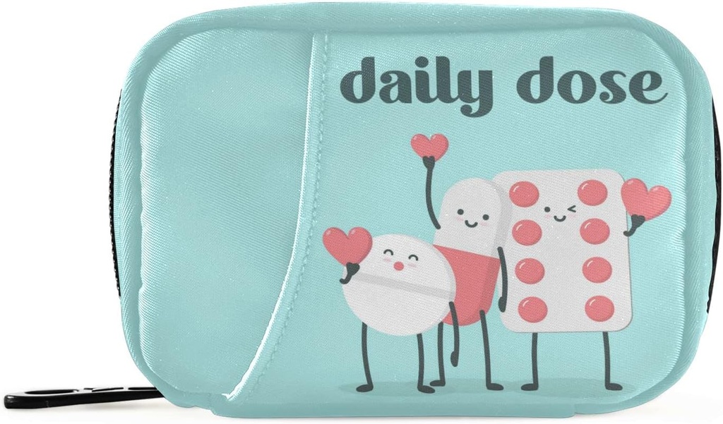 Naanle Cute Pill Box 7 Day Case Bag Travel Organizer with Zipper Portable Weekly Compact Size for Vitamin Supplement Holder Daily blue 4.6 x 3.14 x 1.88 Inch, 1 Count