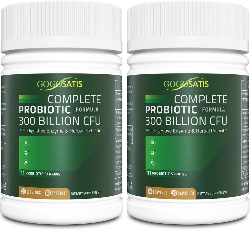 Probióticos para Mujeres y Hombres, 300 millones de millones de francos CFU 11 Strains, Acidophilus Probiotic Supplement with Organic Herbal " Digestive Enzymes Shelf Stable for Digestion " Immune Support 120 Count