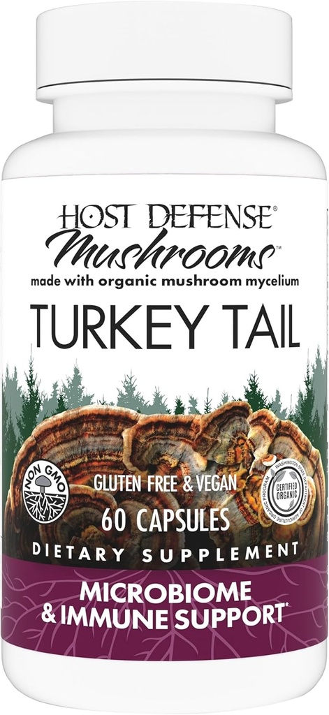 Host Defense Turquía Tail Capsules - Salud Digestiva &amp; Respuesta Inmunitaria Suplemento - Suplemento de Mushroom para Gastrointestinal &amp; Gut Microbiome Soporte - 60 cápsulas (30 servidos)*