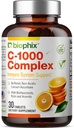 Complejo de vitamina C-1000 mg 30 Tabletas - Vegan con Citrus de Calcio Bioflavonoides Acerola Rutina - Apoyos Salud Inmunitaria