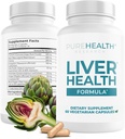 PUREHEALTH RESEARCH Liver Health – Liver Cleanse Detox Reparación con Artichoke Extract, Milk Thistle, Dandelion Root, Turmeric, Beet Root to Healthy Liver Renew with 11 Natural Nutrients, 60 Capsules