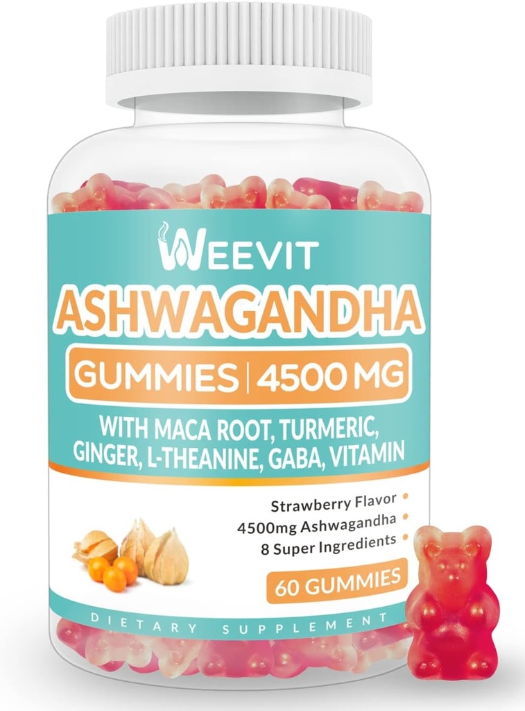 Azúcar gratis Ashwagandha Gummies para Hombres Mujer, Ashwagandha Gummy con Maca Root Powder