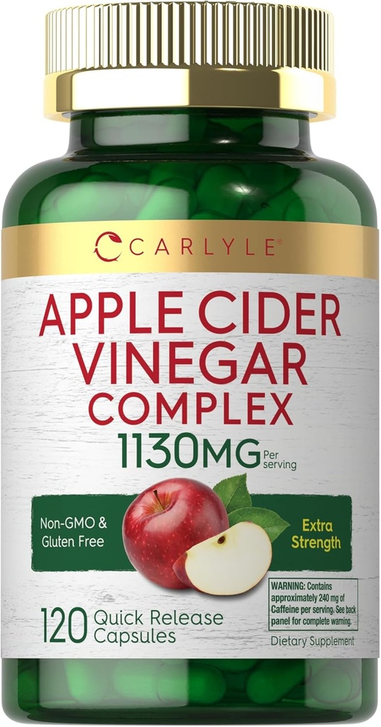 Carlyle Apple Cider Vinegar Complex Capsules ← 120 Pills Silencio con Cayenne y Ginger ← No Gluten