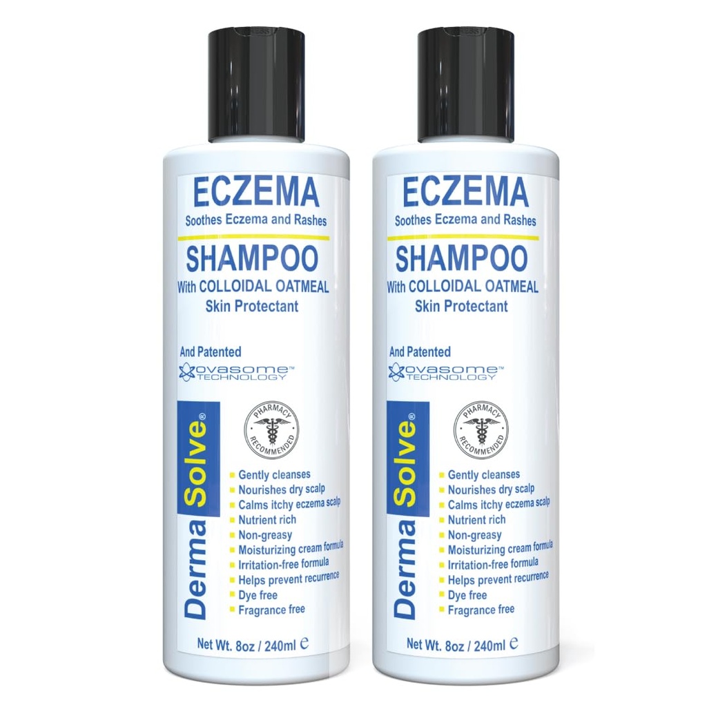Dermasolve Eczema Relief Shampoo - Flare Control Scalp & Dandruff Free Therapy That Protects, Moisturizes, and Repairs Skin for Kids &amp; Adults - Steroid Free (2-Pack)