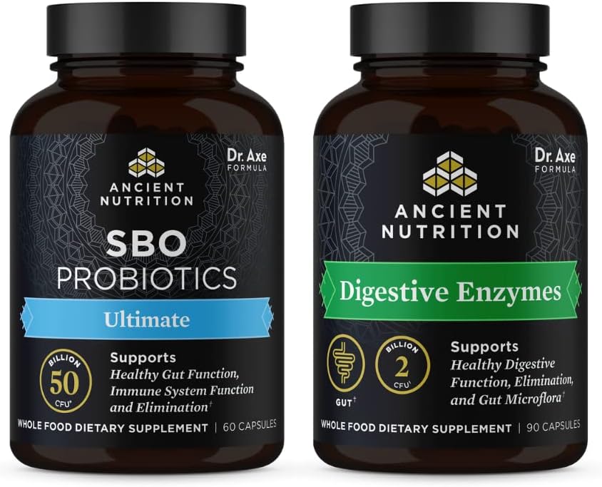 Antigua Nutrición SBO Probióticos Capsules, Ultimate, 60 Conde + Enzimas Digestivas Capsules, 90 Conde