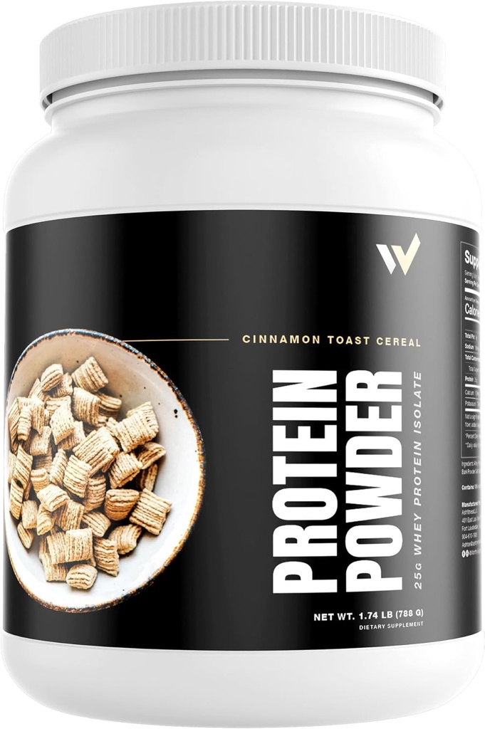 Whey Protein Isolate Powder por Ashton Hall - Premium Cinnamon Toast Cereal Flavor - Bajo Carb, Afeitado de alta proteína para el crecimiento muscular &amp; recuperación, empaquetado con 25g de Whey Protein por Scoop