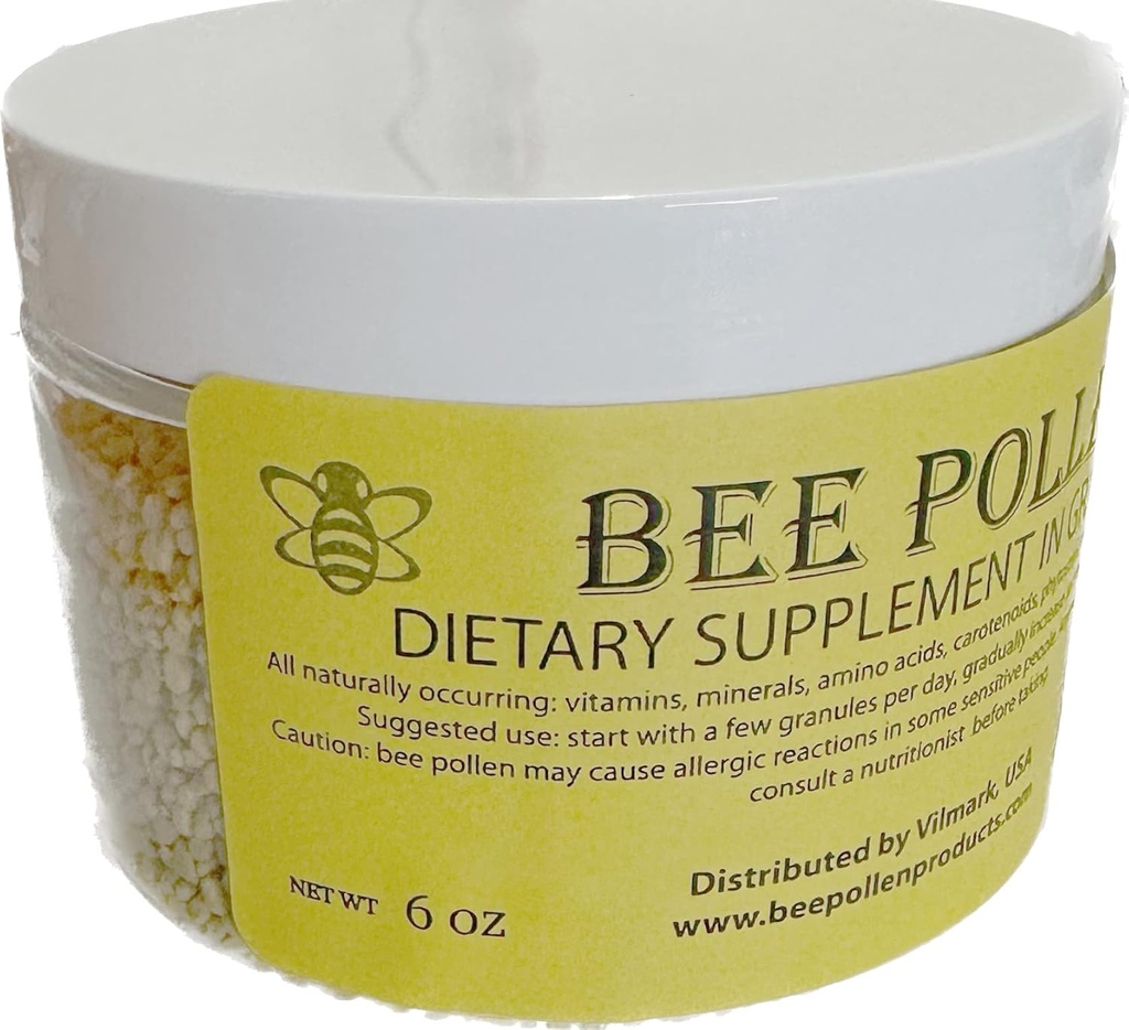 6 oz BEE Pollen 100% Puro Natural No Procesado Pollen Granules 6 oz en tarro