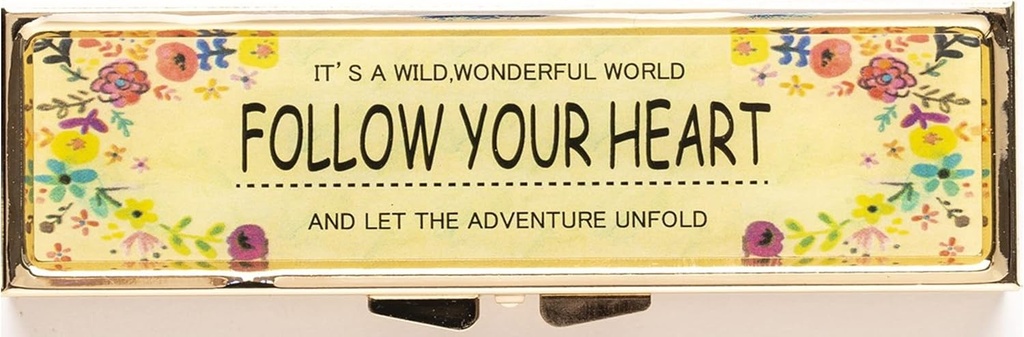 AmyZone Pill Organizer Weekly 7 Day Travel Portable Compact Pill Box Pill Case to Hold Vitamins/Tylenol/Fish Oil/Supplements/Meds/Tablet for Purse/Pocket(Follow Your Heart)