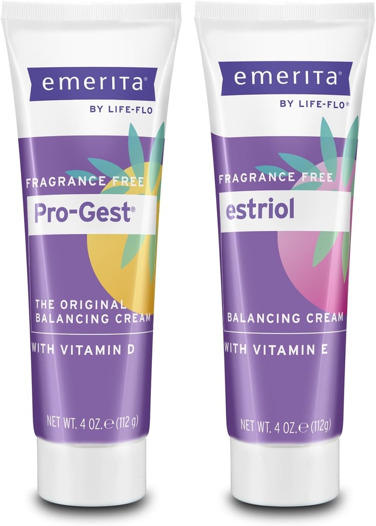 Crema de equilibrio Pro-Gest Emerita con vitamina D, progesterona y Estriol - Fragancia Gratis, Garantía de 60 días, 4oz