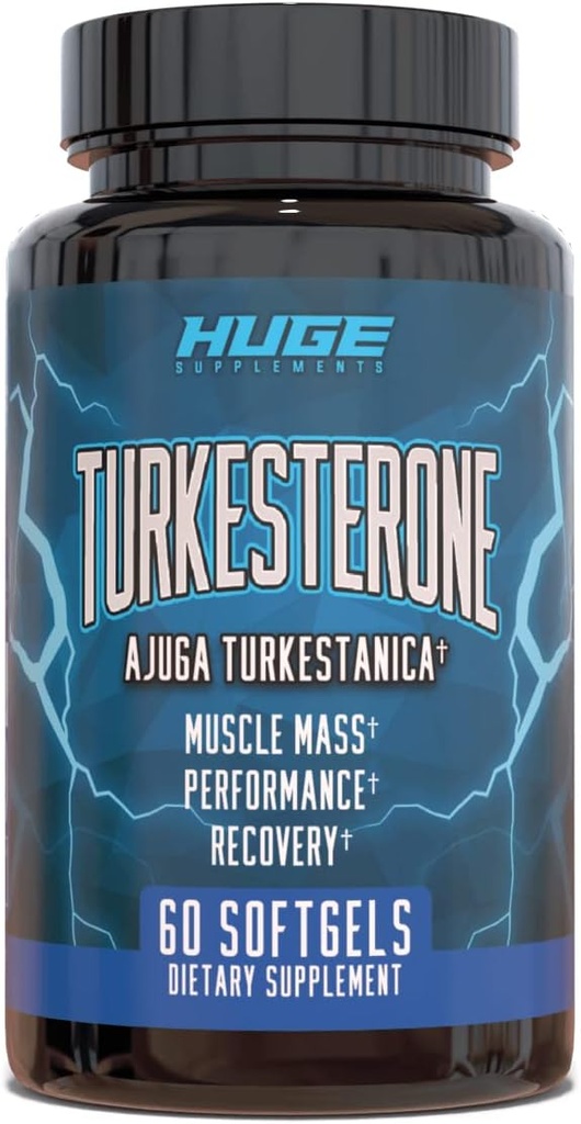 Suplemento de Turkesterone (500mg) Ajuga Turkestanica Extracto, mejora la masa muscular magra, ejercicio rendimiento, mejora la recuperación muscular con nuestra tecnología de absorción de Softgel (60 Softgels)