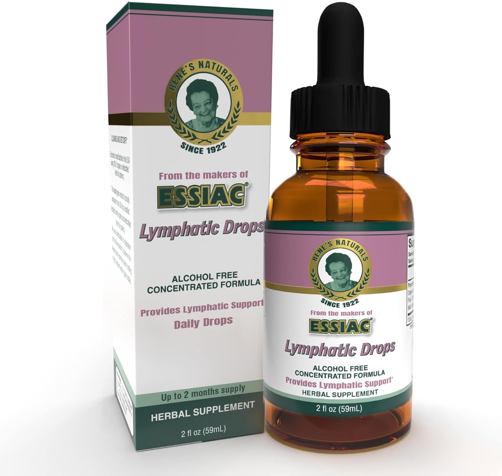 Rene's Naturals Limphatic Drops, 100% Organic and Wild Crafted Herbs, Alcohol-Free, Sugar-Free, Planta entera certificada. 2oz hasta 2 meses de suministro. Suplemento Herbal 100% Vegano, Kosher certificado