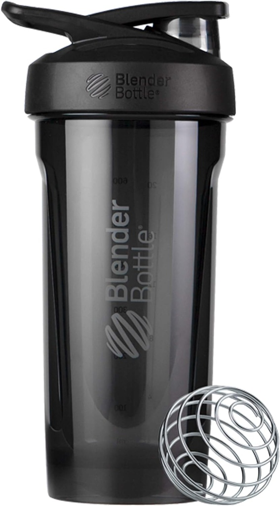 BlenderBottle Strada Tritan Shaker Bottle with Locking Lid, 28-Ounce, Black