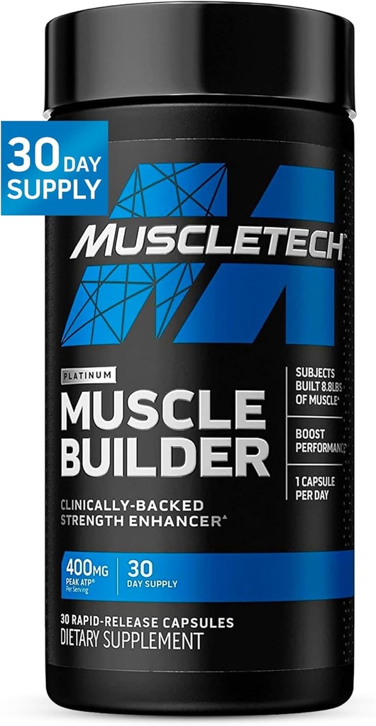 Muscletech Nitric Oxide Suplementos para Hombres &amp; Mujeres, Muscle Builder (30 Cápsulas) - Nitric Oxide Booster Suplemento soporta Muscle Gain &amp; Performance - 400mg Peak ATP for Enhanced Strength