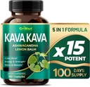 GriMed Kava Kava 19,700mg - X 15 Power with Ashwagandha Lemon Balm - Strength, Relax, Restore, Calma - Made in USA (100 Cuenta (Pack of 1))