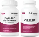 FertilAid for Women ' Ovaboost Combo, Female Fertility Supplement & Natural Fertility Vitamin with Myo-Inositol, Vitex & Vitaminas para soportar la ovulación, regularidad del ciclo " calidad del huevo, 1 mes de suministro