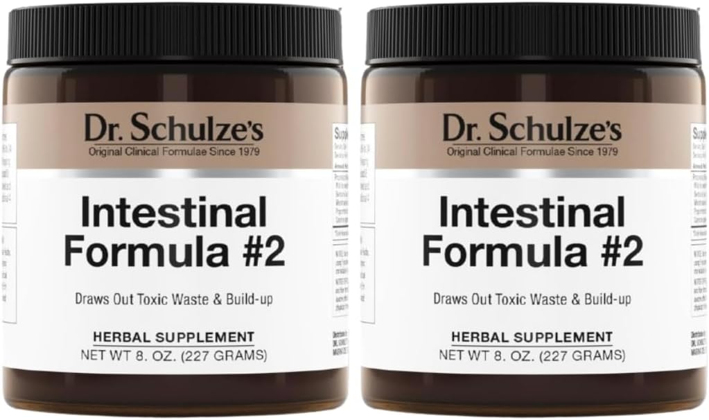 Fórmula Intestinal del Dr. Schulze #2 - Suplemento de limpieza para el apoyo a la salud del colon - Apoyos Eliminación diaria - Suplemento Herbal de base vegetal - Gluten-Free &amp; Vegan - 8 oz (2-Pack)
