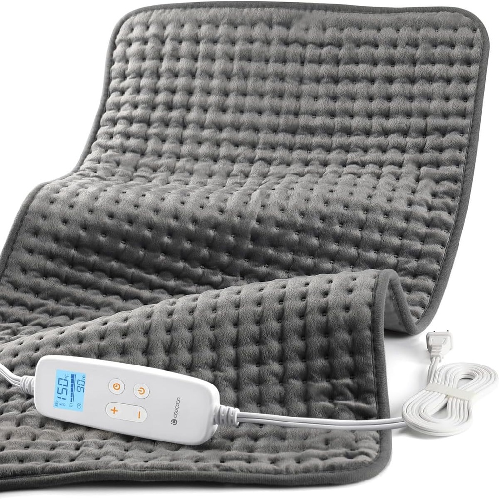 CooCoCo 17x33 Paleta de calefacción grande para la espalda, HSA Regalos aprobados para mamá papá, Pad eléctrico calentado para los hombros del cuello calambres de período, FSA Eligible Carne de calor, Auto Off, 10ft Cord, Regalo de Navidad para Mujeres Hombre