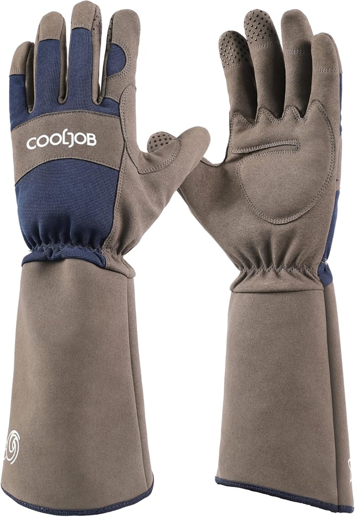 COOLJOB Thorn Proof Rose Pruning Garden Gloves for Hombre, Long Sleeve Padded Yard Work for Bush, Blackberry, Cactus, Heavy Duty/Puncture Resistant/Machine Washable, Xlarge, Navy