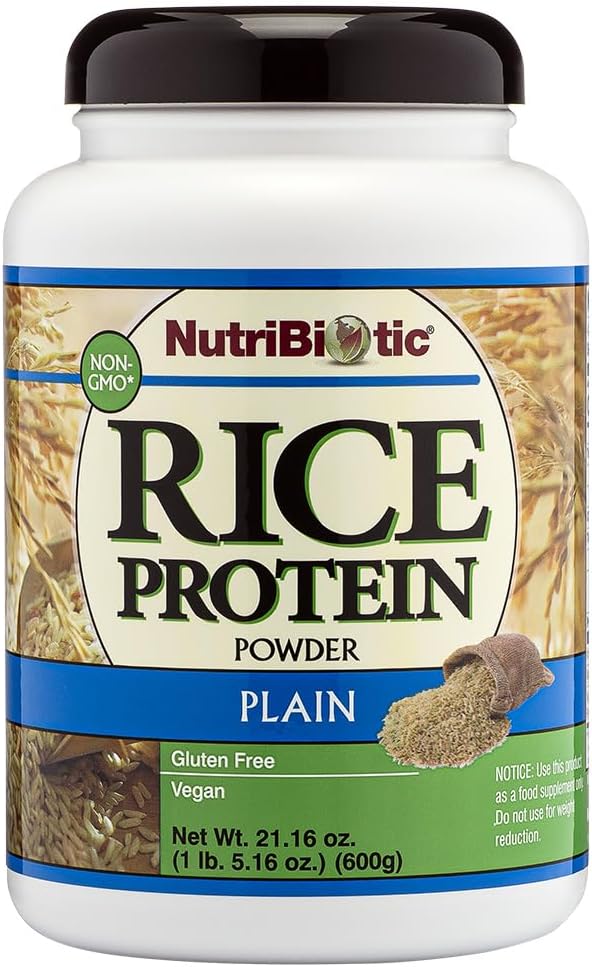 NutriBiotic – Plain Rice Protein, 1 Lb 5 oz (600g) - Low Carb, Keto-Friendly, Vegan, Raw Protein Powder - Grown & Procesed Sin Químicos, GMOs o Gluten - Fácil de digerir " Nutrient-Rich