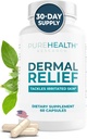 PUREHEALTH RESEARCH Dermal Relief Supplements - for Irritated Skin, Eczema and Dermatitis with L-Histidine, Ashwagandha Root Extract, Rhodiola Crenulata, Vitamina D y E - 1 Botella - 60 cápsulas